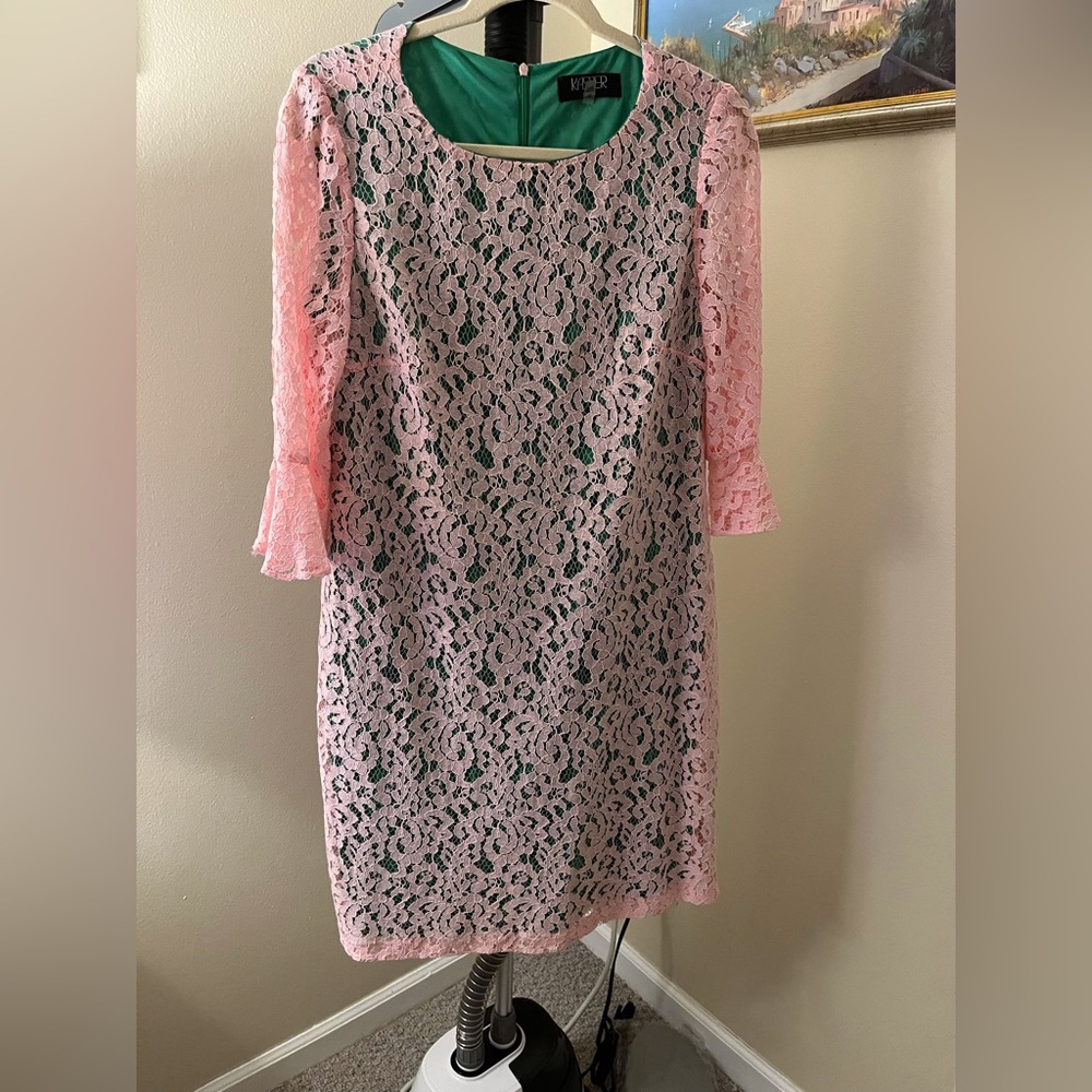 Kasper Pink Sheath Dress with Bell Sleeves